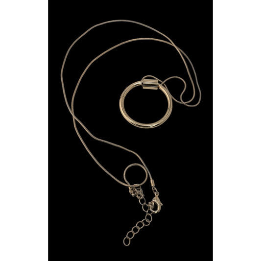Modern Geometric Silver Tone Snake Chain Necklace With Gold Tone Pendant
