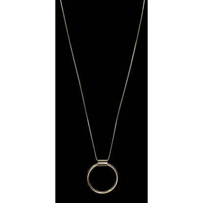 Modern Geometric Silver Tone Snake Chain Necklace With Gold Tone Pendant