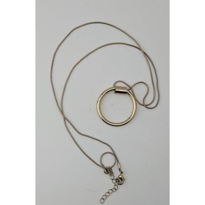 Modern Geometric Silver Tone Snake Chain Necklace With Gold Tone Pendant