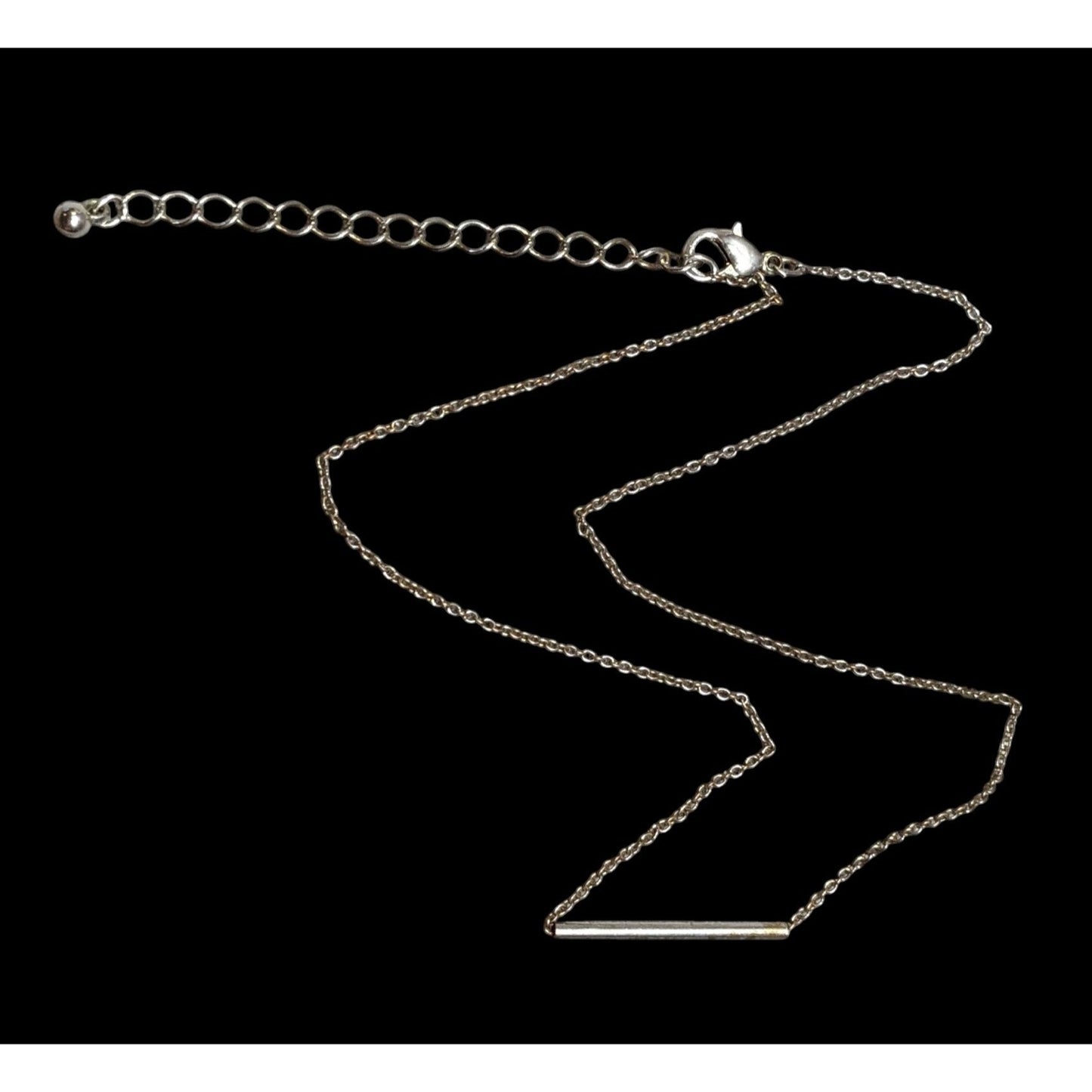 Minimalist Silver Tone Tube On Chain Necklace