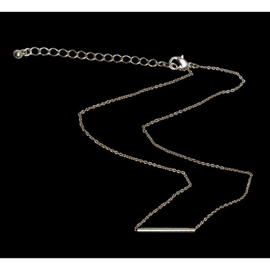 Minimalist Silver Tone Tube On Chain Necklace