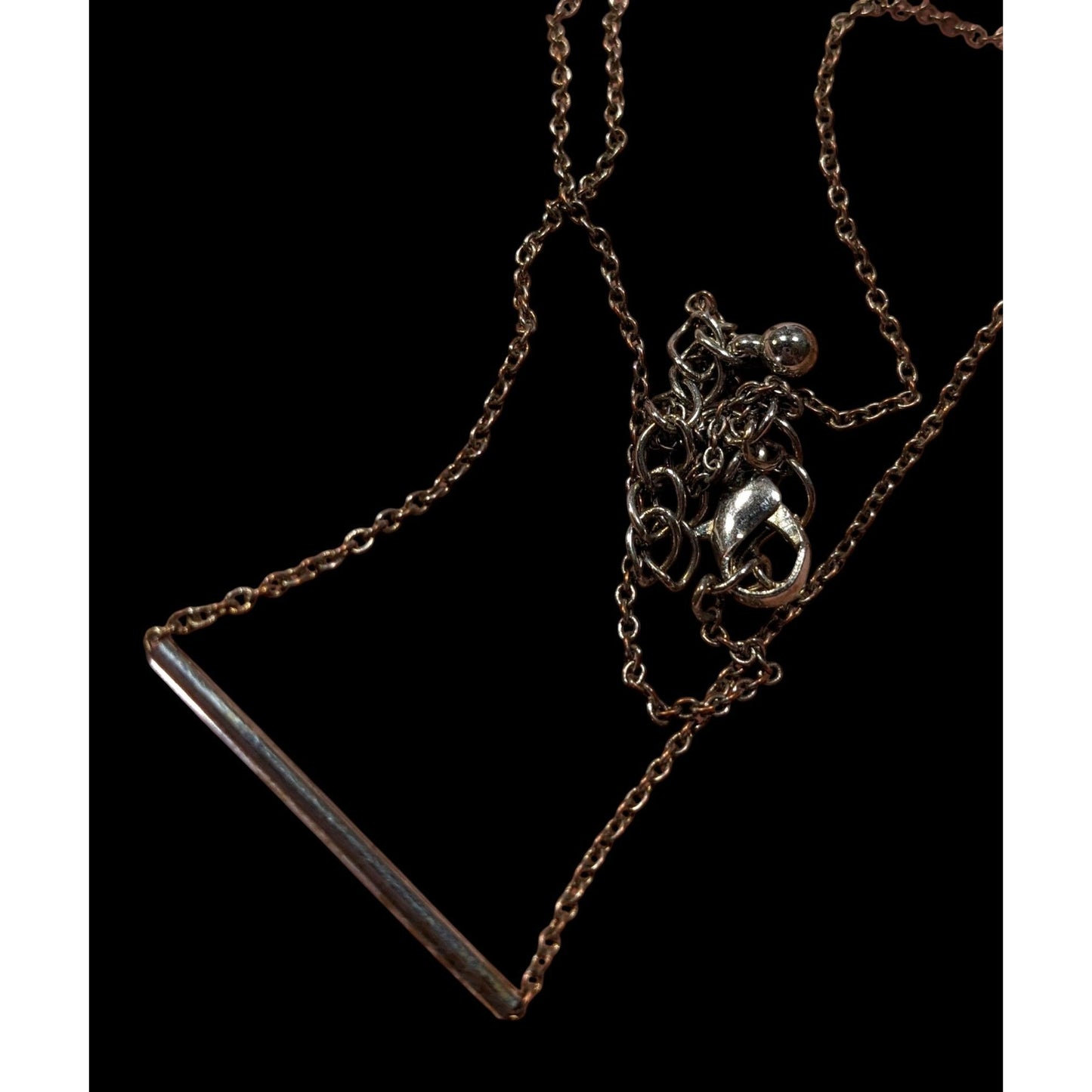 Minimalist Silver Tone Tube On Chain Necklace