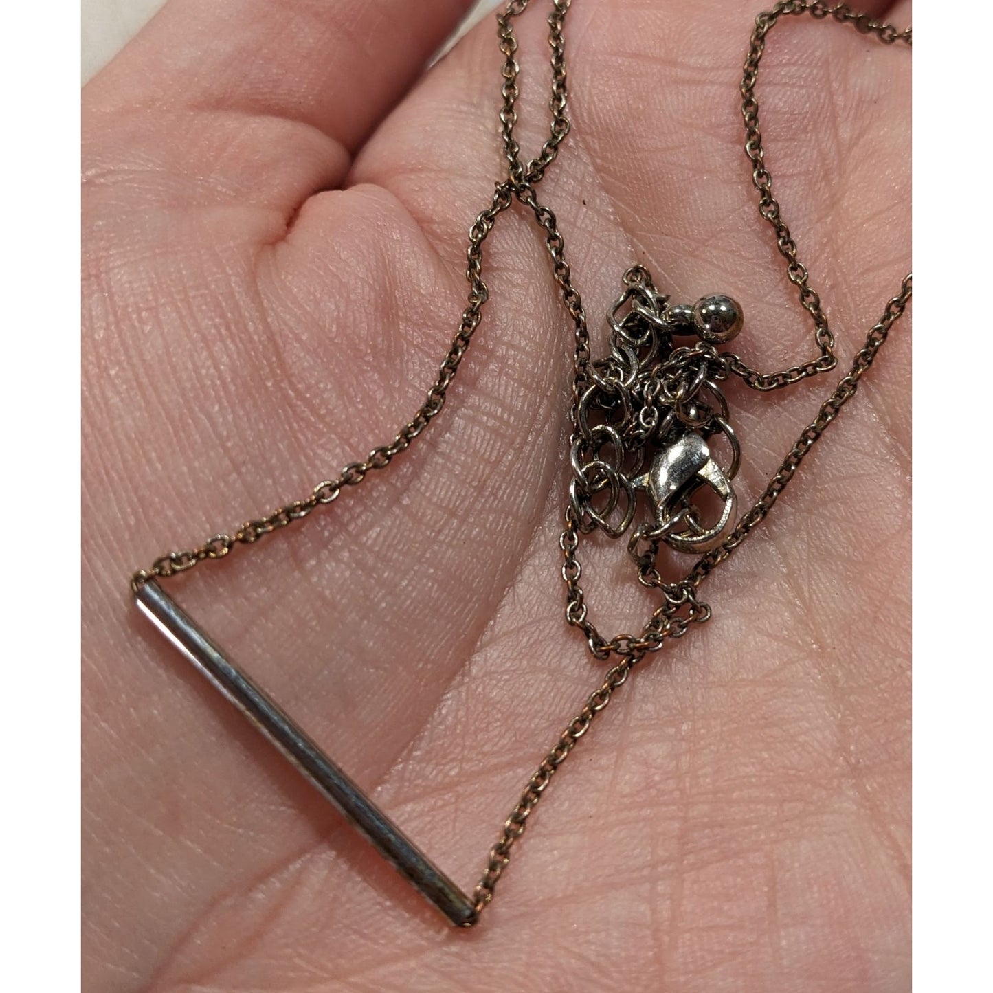 Minimalist Silver Tone Tube On Chain Necklace