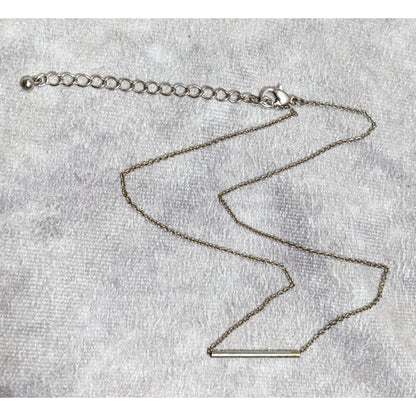 Minimalist Silver Tone Tube On Chain Necklace