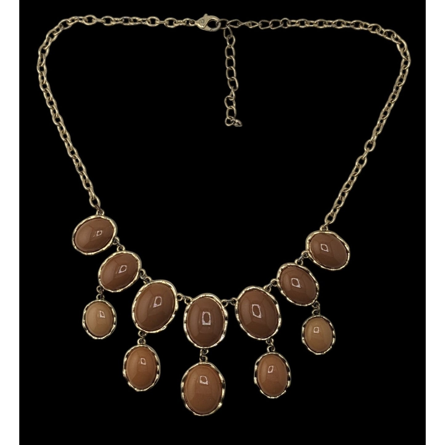 Y2K Gold-Tone Statement Necklace With Brown Resin Ovals