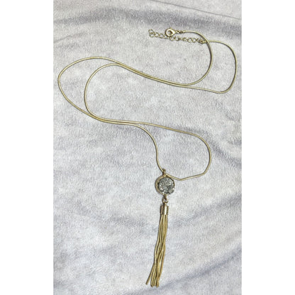 Bohemian Druzy Pendant With Gold Tone Tassel