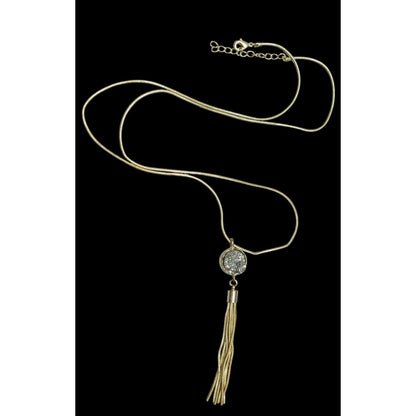 Bohemian Druzy Pendant With Gold Tone Tassel