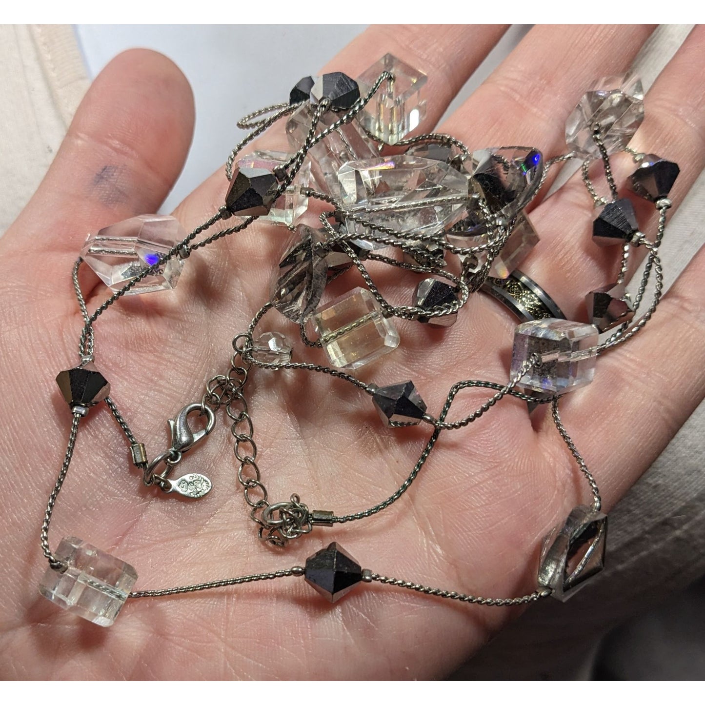 Premier Designs Sparkly Glass Cube Station Necklace