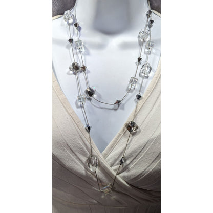 Premier Designs Sparkly Glass Cube Station Necklace