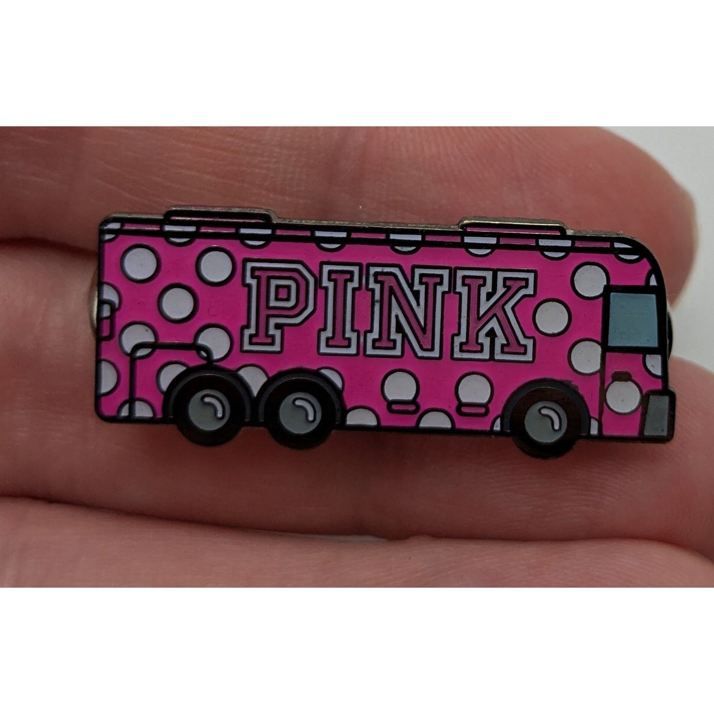 Victoria's Secret PINK Bus Enamel Lapel Pin Pink Polka Dot Collectible