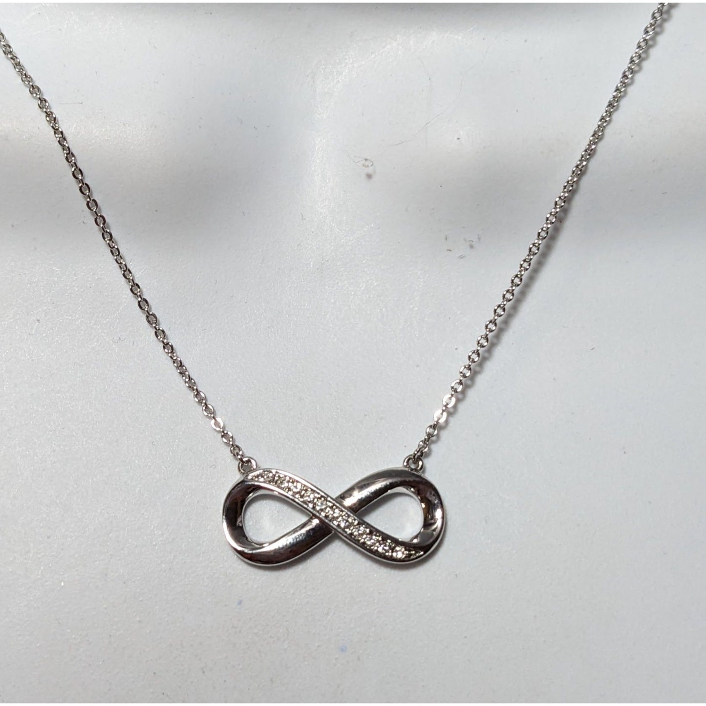 Authentic Swarovski Crystal Silver Tone Infinity Pendant Necklace