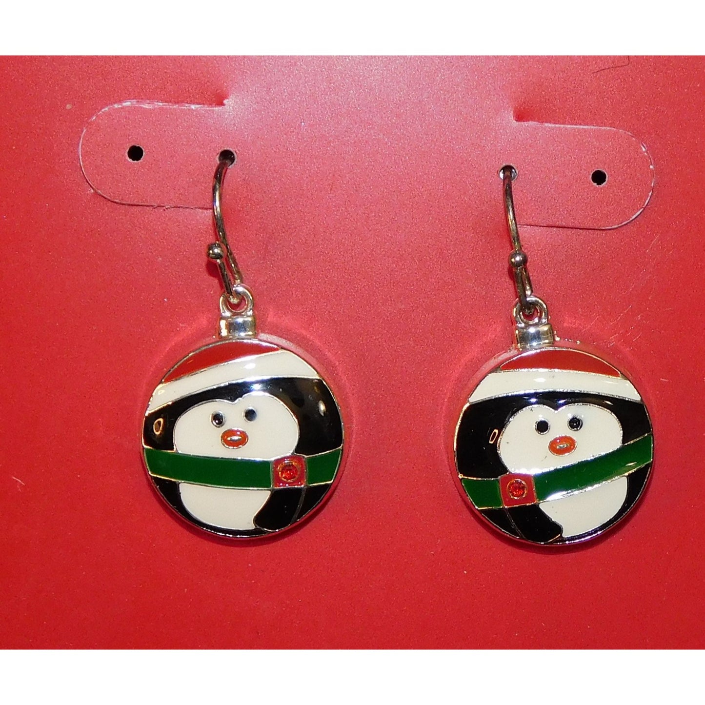 Penguin Holiday Christmas Drop Earrings