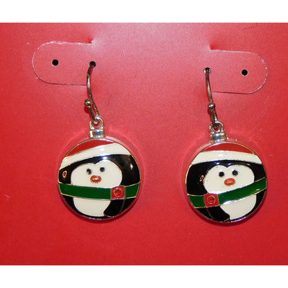 Penguin Holiday Christmas Drop Earrings