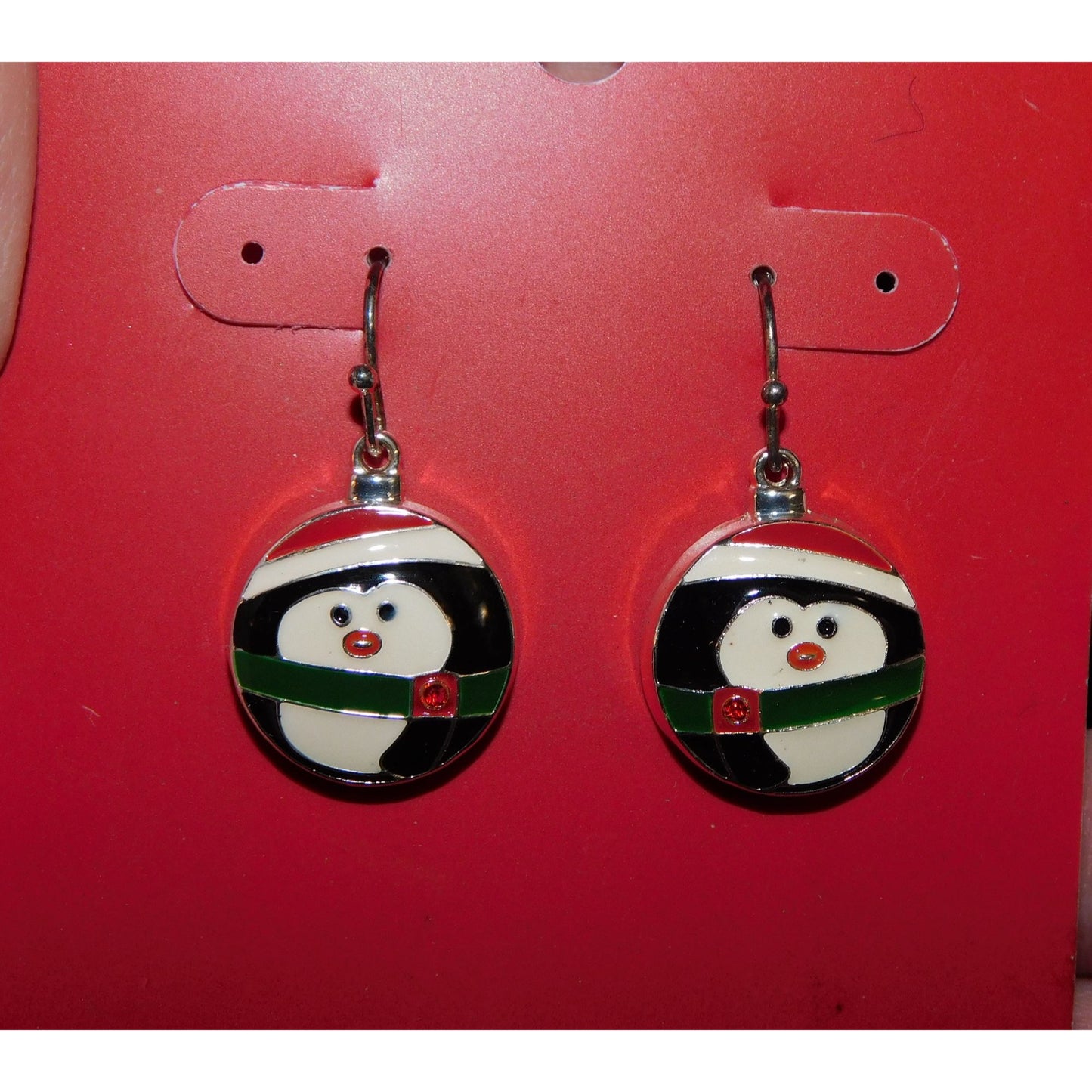 Penguin Holiday Christmas Drop Earrings