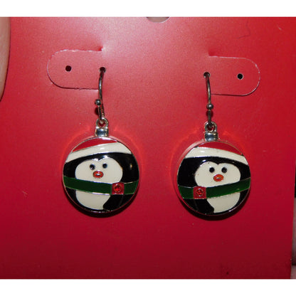 Penguin Holiday Christmas Drop Earrings