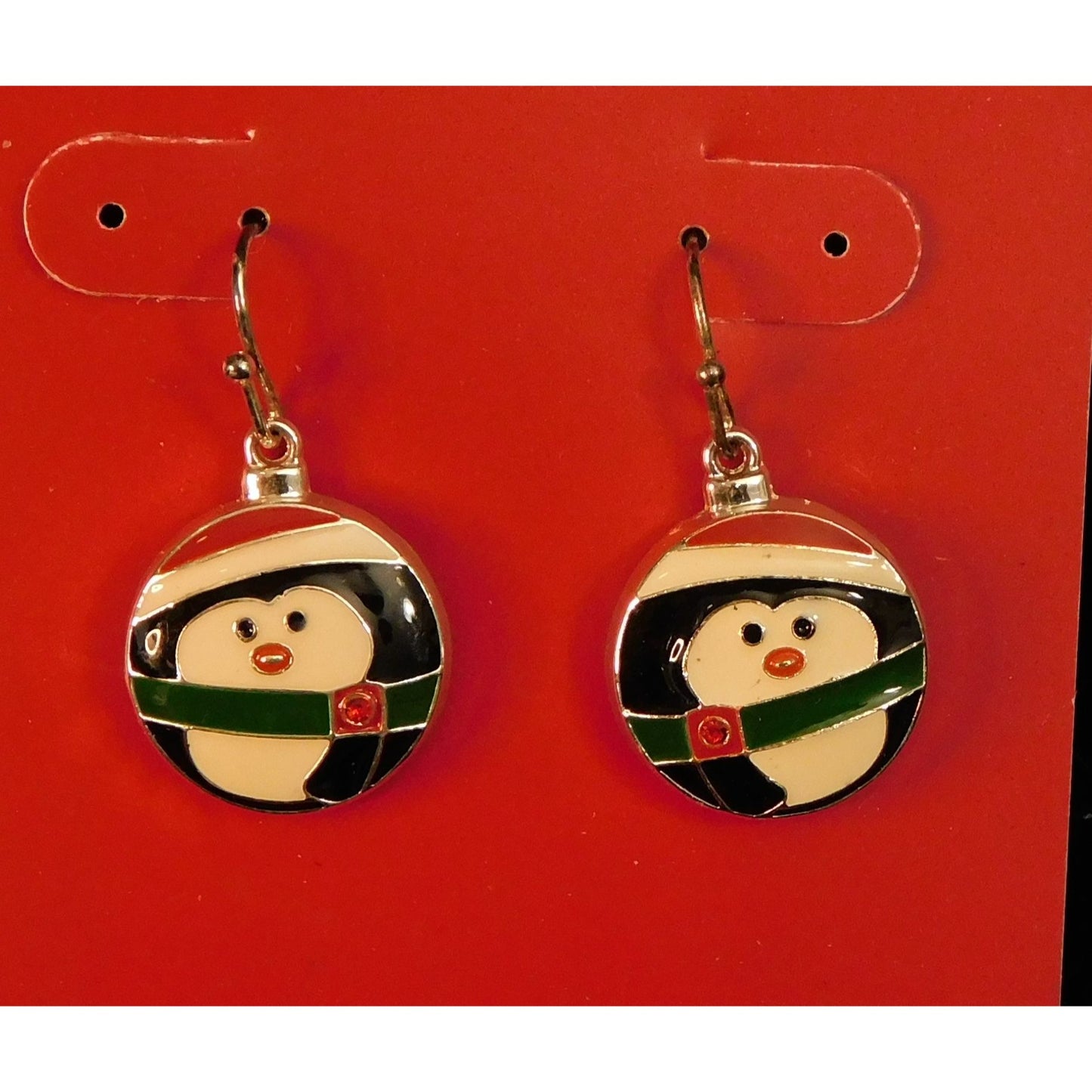 Penguin Holiday Christmas Drop Earrings