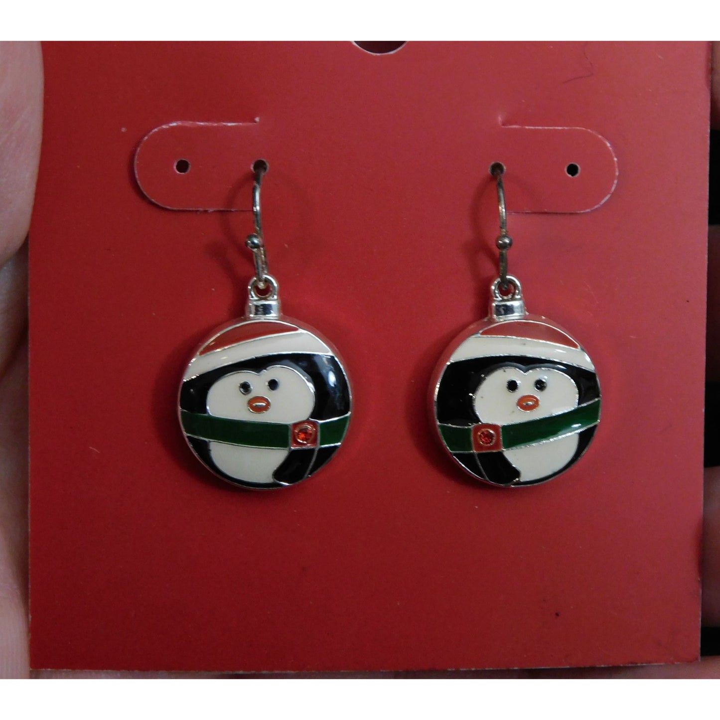 Penguin Holiday Christmas Drop Earrings