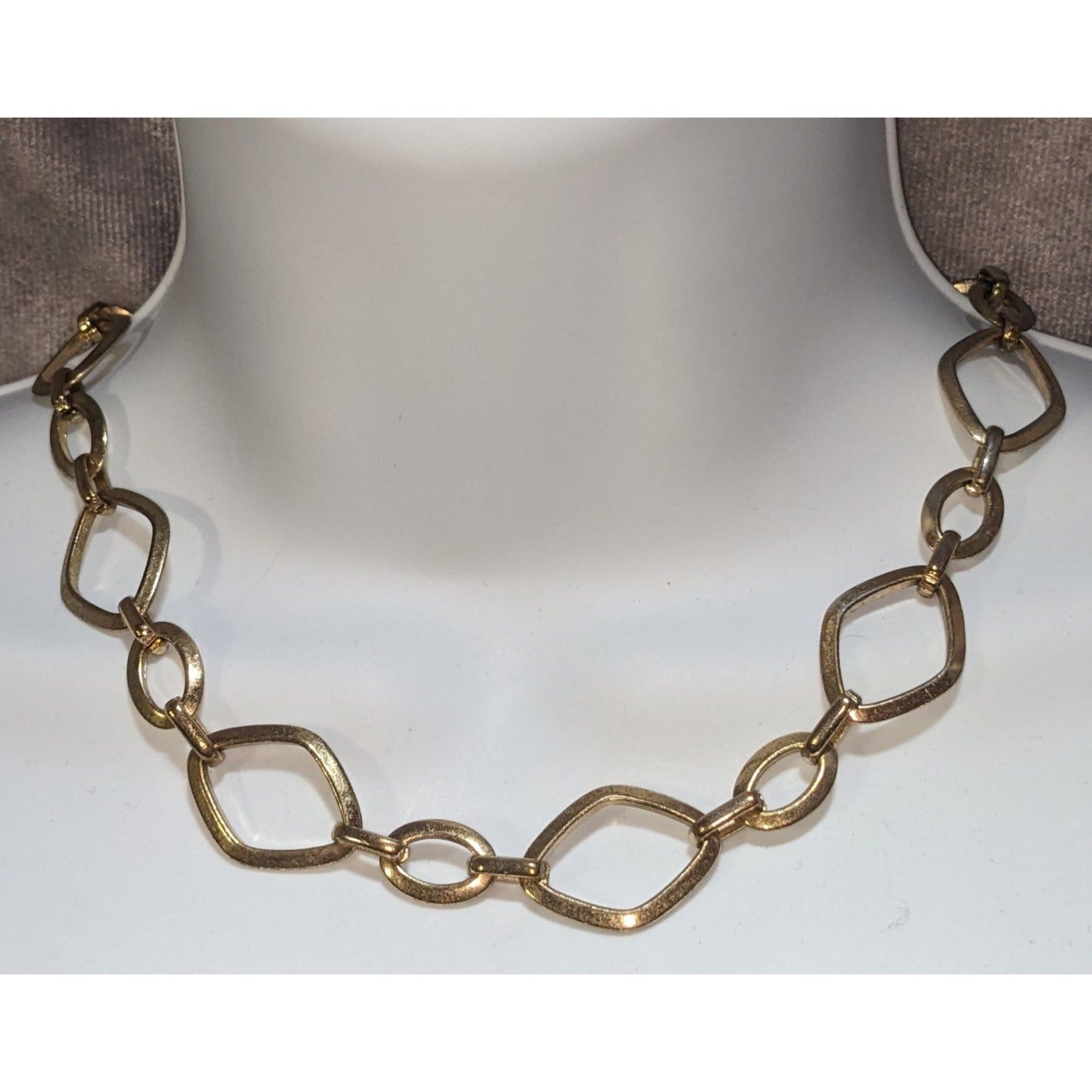 Gold Tone Chunky Link Necklace Geometric Chain Statement Minimalist Modern