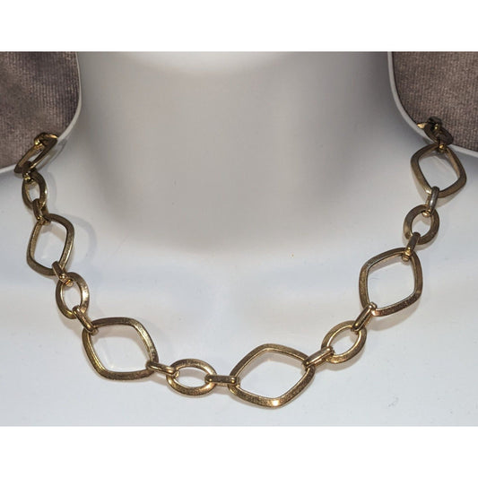 Gold Tone Chunky Link Necklace Geometric Chain Statement Minimalist Modern