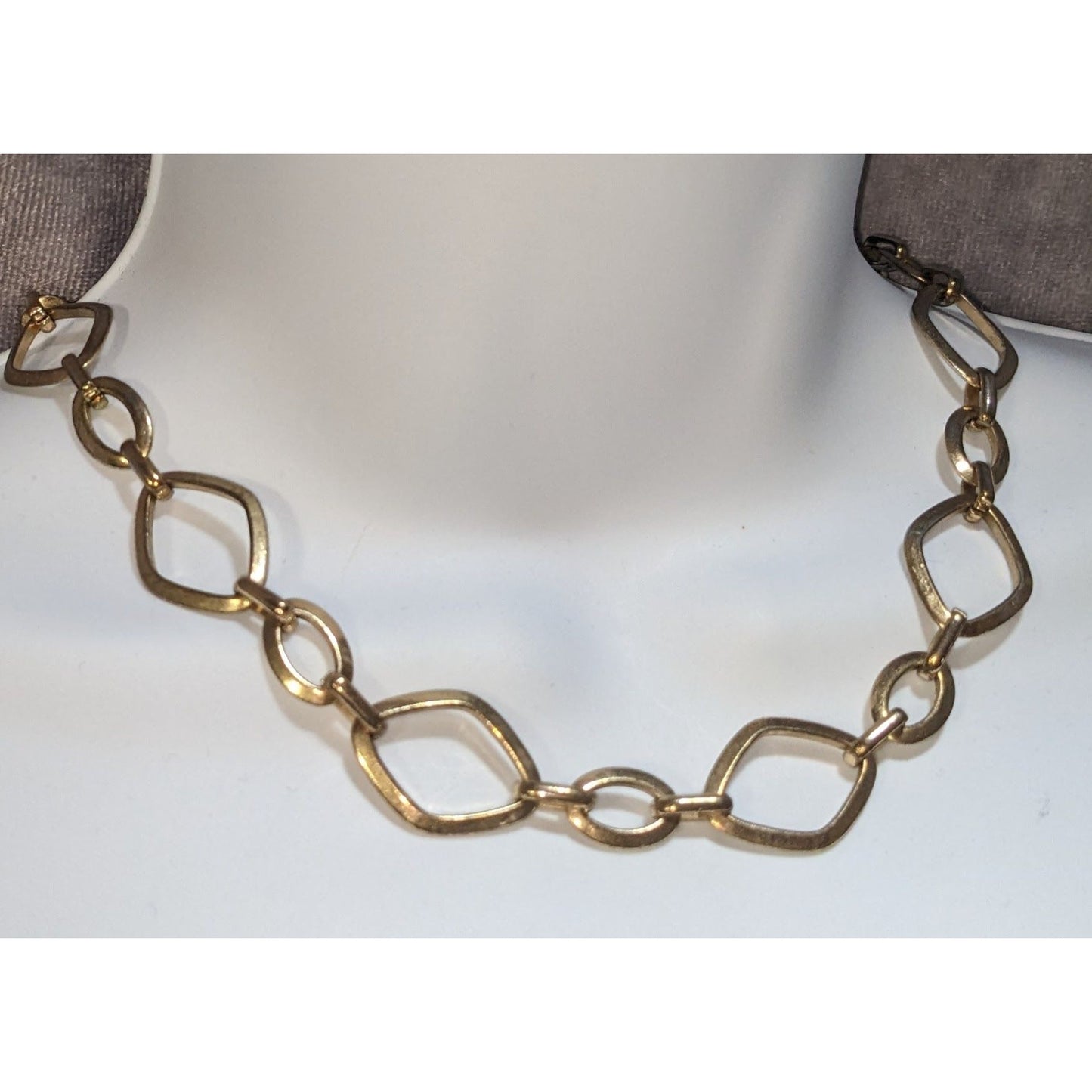 Gold Tone Chunky Link Necklace Geometric Chain Statement Minimalist Modern