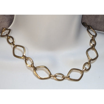 Gold Tone Chunky Link Necklace Geometric Chain Statement Minimalist Modern