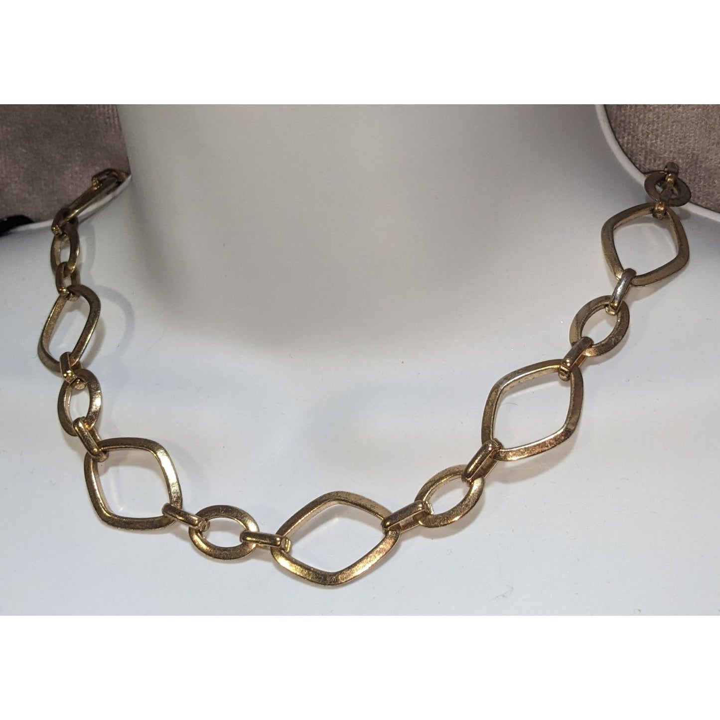 Gold Tone Chunky Link Necklace Geometric Chain Statement Minimalist Modern