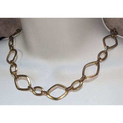 Gold Tone Chunky Link Necklace Geometric Chain Statement Minimalist Modern