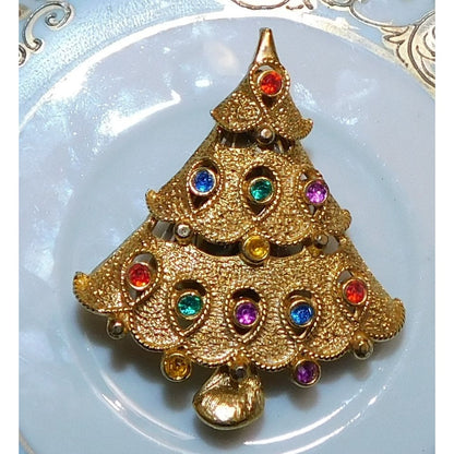 Vintage Midcentury Light Up Christmas Tree Brooch