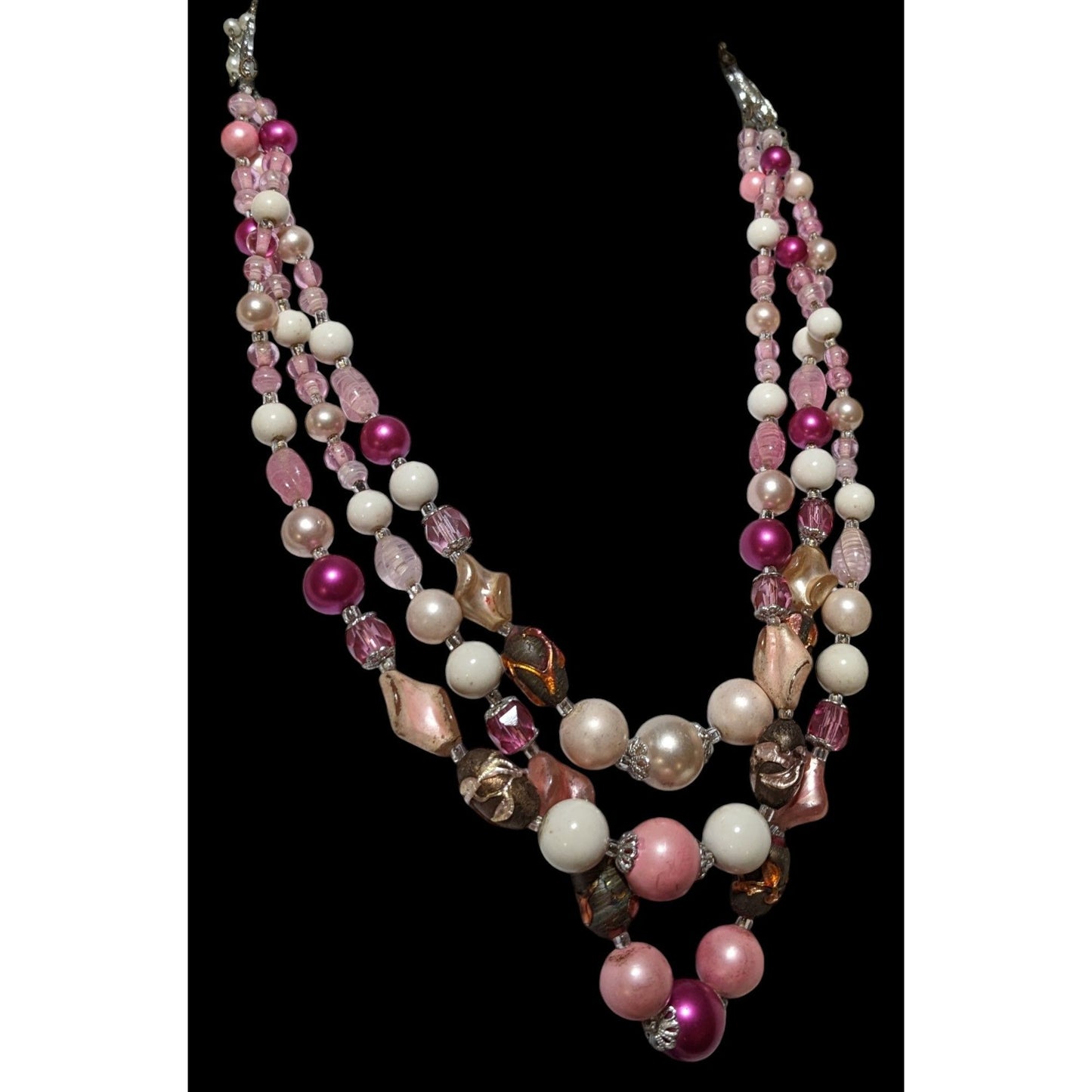 Coquette Multilayer Pink Beaded Necklace