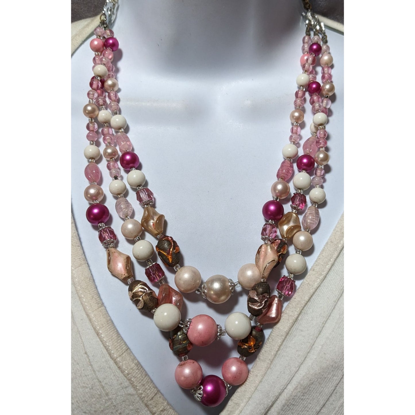 Coquette Multilayer Pink Beaded Necklace