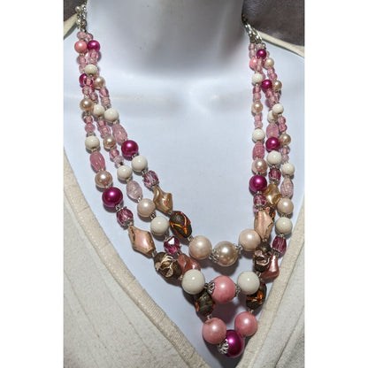 Coquette Multilayer Pink Beaded Necklace