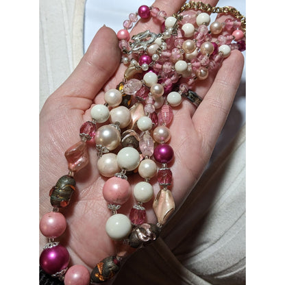 Coquette Multilayer Pink Beaded Necklace