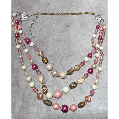 Coquette Multilayer Pink Beaded Necklace