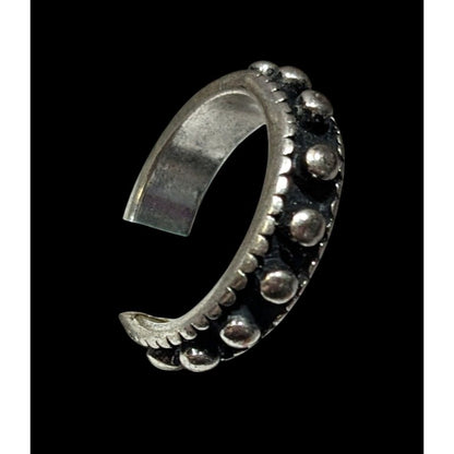 Gothic Punk Silver Tone Studded Ring With Black Accents Size 6