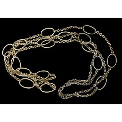 Layered Oval Link Gold Tone Statement Necklace