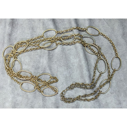 Layered Oval Link Gold Tone Statement Necklace