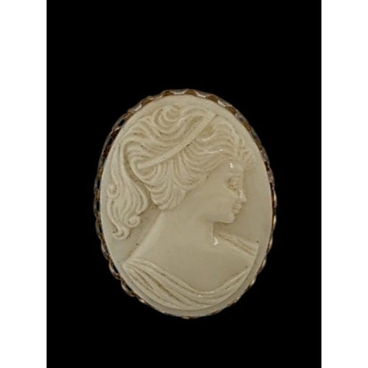 Vintage Victorian Style White Glass Cameo Brooch