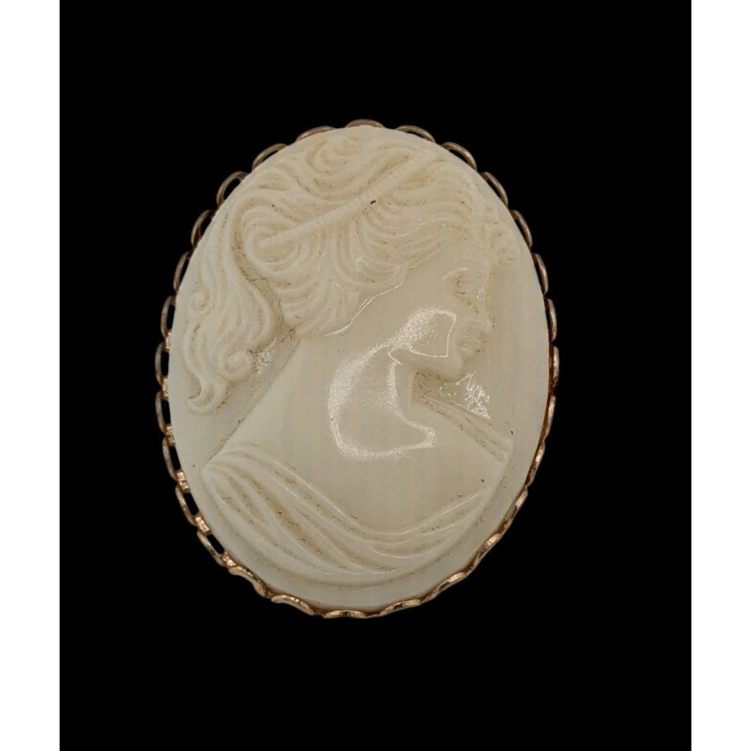 Vintage Victorian Style White Glass Cameo Brooch