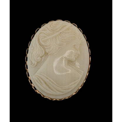Vintage Victorian Style White Glass Cameo Brooch