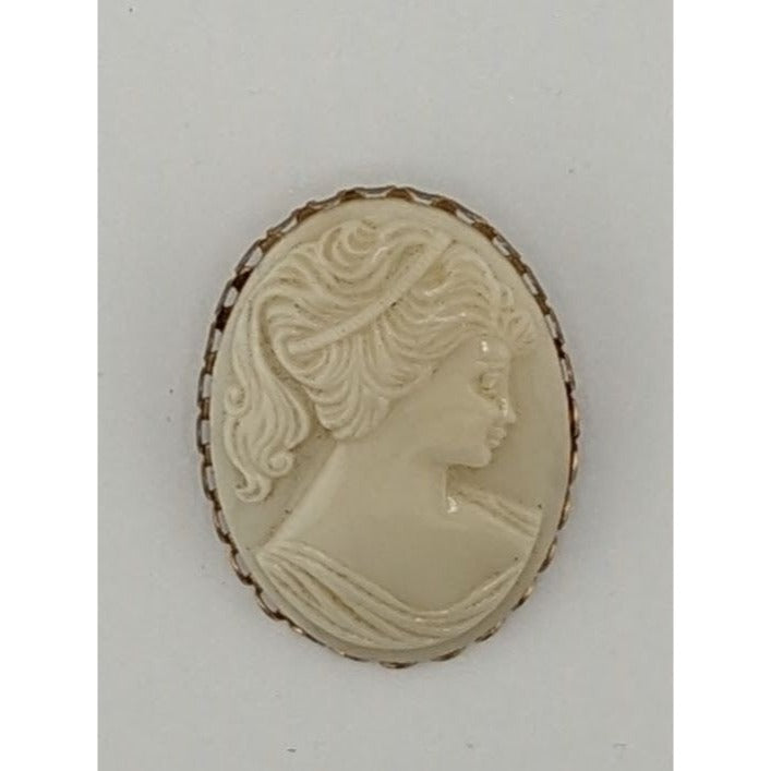 Vintage Victorian Style White Glass Cameo Brooch