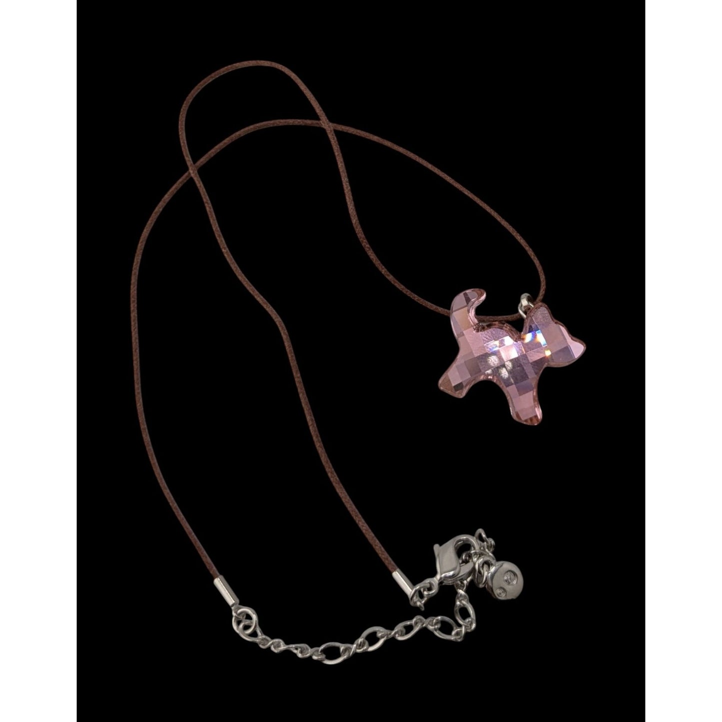 Rare Swarovski Crystal Dog Pendant Necklace Pink Designer Glam Retired