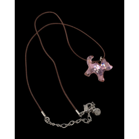 Rare Swarovski Crystal Dog Pendant Necklace Pink Designer Glam Retired