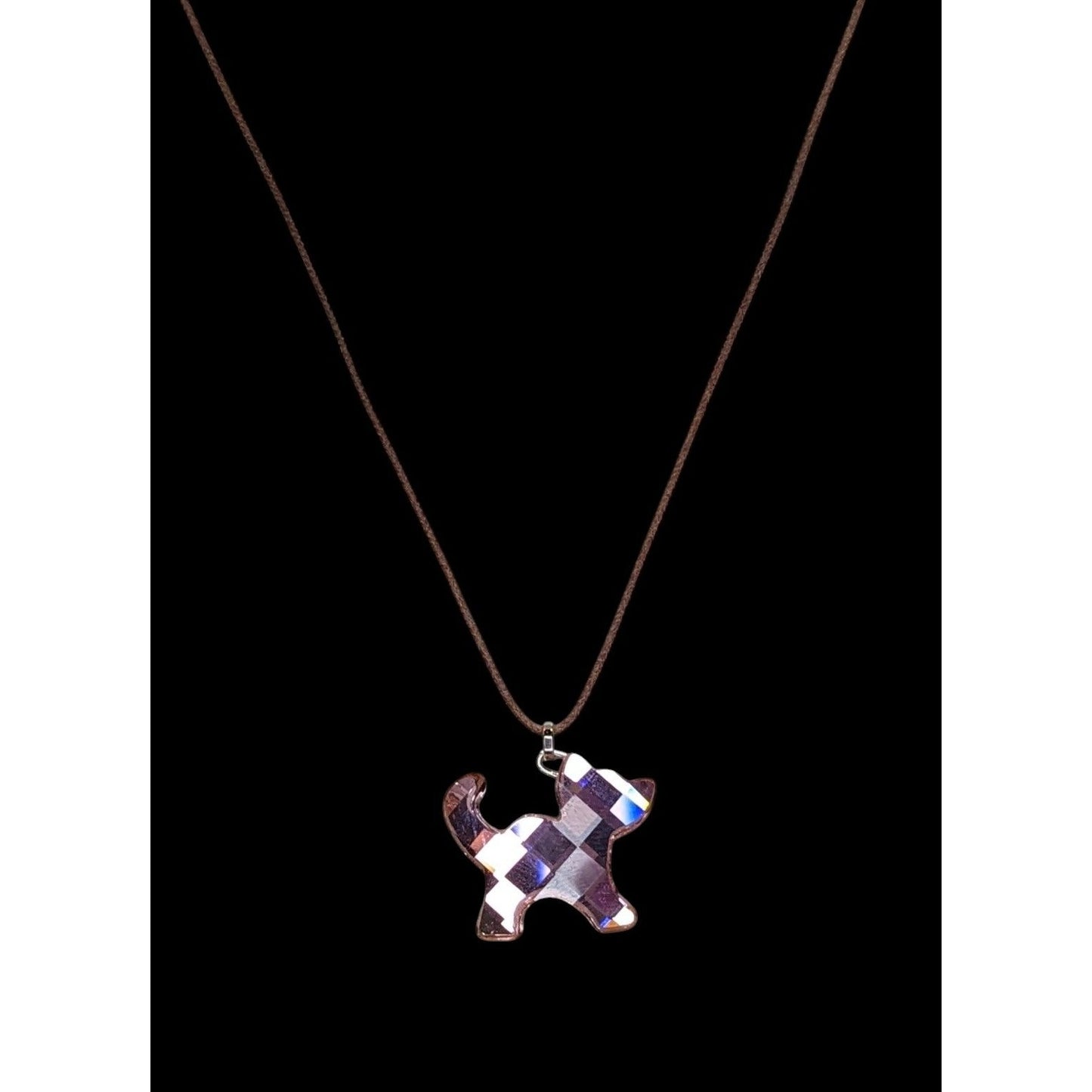 Rare Swarovski Crystal Dog Pendant Necklace Pink Designer Glam Retired