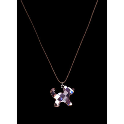 Rare Swarovski Crystal Dog Pendant Necklace Pink Designer Glam Retired