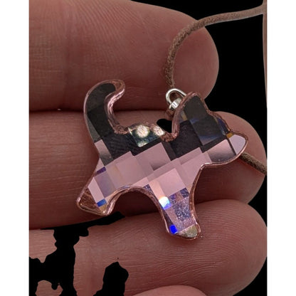 Rare Swarovski Crystal Dog Pendant Necklace Pink Designer Glam Retired