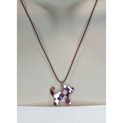 Rare Swarovski Crystal Dog Pendant Necklace Pink Designer Glam Retired