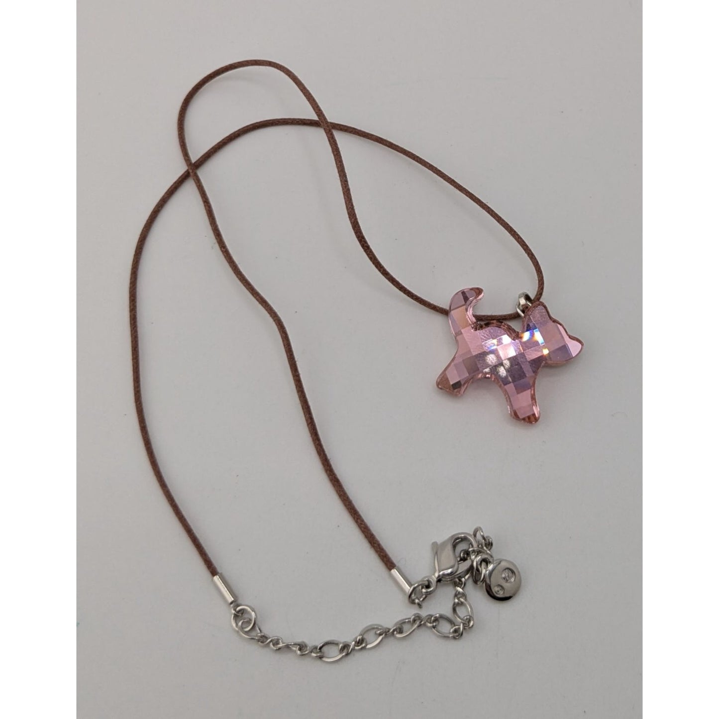 Rare Swarovski Crystal Dog Pendant Necklace Pink Designer Glam Retired
