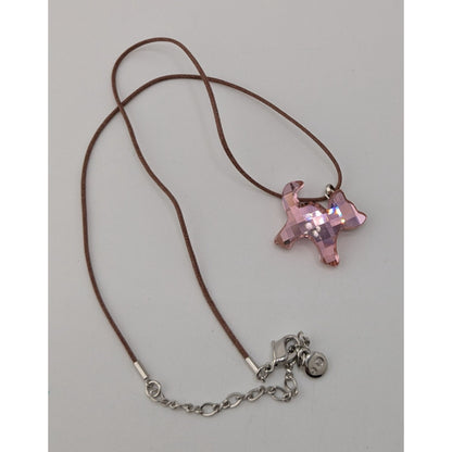 Rare Swarovski Crystal Dog Pendant Necklace Pink Designer Glam Retired