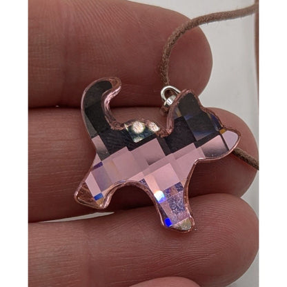 Rare Swarovski Crystal Dog Pendant Necklace Pink Designer Glam Retired