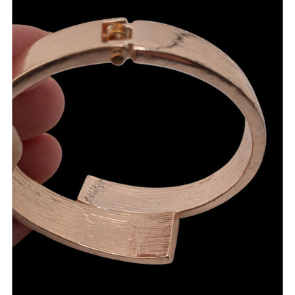 Guess Rose Gold Tone Hinged Bangle Bracelet Minimalist Modern Statement Cuff